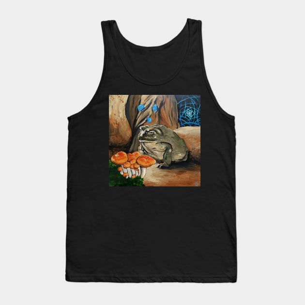 A Moment of Clarity - Psychedelic Frog Toad Mushrooms Sacred Geometry Fantasy Wall Art Handmade Home Decor Painting Tank Top by tylerashe